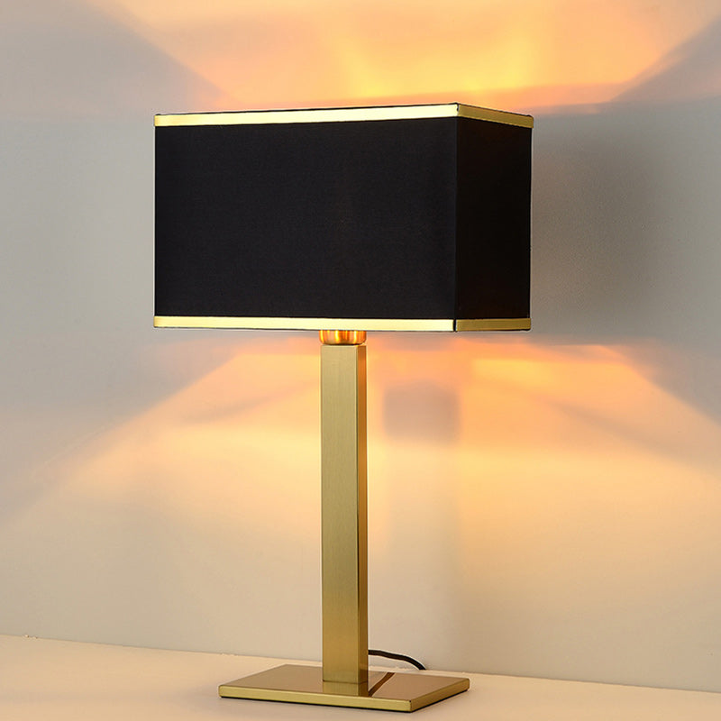 Modern Simplicity Square Long Fabric Stainless Steel 1-Light Table Lamp For Living Room