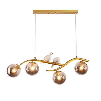 Contemporary Scandinavian Magic Bean Bend Birdie Acrylic Iron 4-Light Chandelier For Living Room