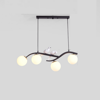 Contemporary Scandinavian Magic Bean Bend Birdie Acrylic Iron 4-Light Chandelier For Living Room