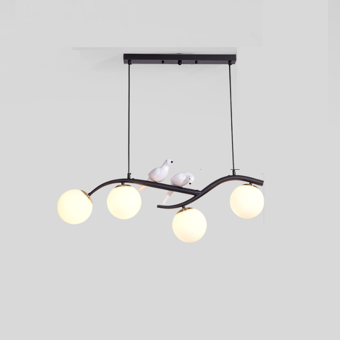 Contemporary Scandinavian Magic Bean Bend Birdie Acrylic Iron 4-Light Chandelier For Living Room