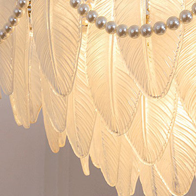 Traditional French Round Leaf Pendant Glass Iron 3/6/9/12 Light Chandelier For Living Room