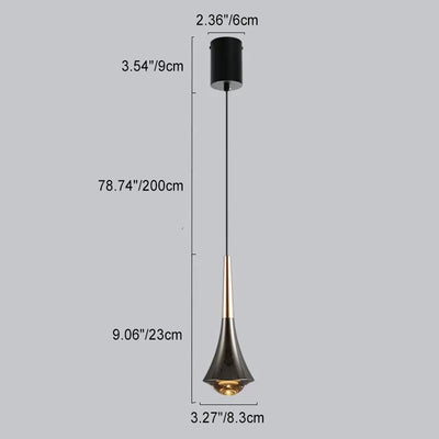 Modern Simplicity Cone Round Liftable Optical Lens Aluminum LED Pendant Light For Living Room