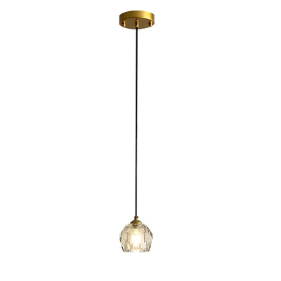 Modern Minimalist Long Strip Round Crystal Hardware 1-Light Pendant Light For Living Room