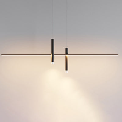 Modern Minimalist Cylinder Long Silicone Aluminum Hardware LED Chandelier Island Light For Dining Room