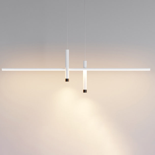 Modern Minimalist Cylinder Long Silicone Aluminum Hardware LED Chandelier Island Light For Dining Room