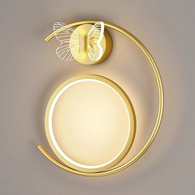 Modern Luxury Curved Round Butterfly Silicone Iron LED Wall Sconce Lamp For Living Room