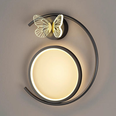 Modern Luxury Curved Round Butterfly Silicone Iron LED Wall Sconce Lamp For Living Room