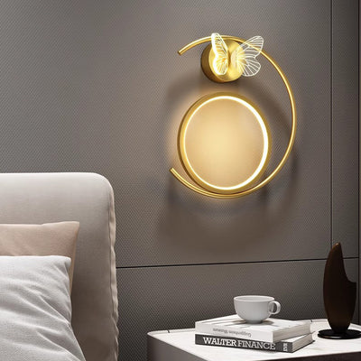 Modern Luxury Curved Round Butterfly Silicone Iron LED Wall Sconce Lamp For Living Room