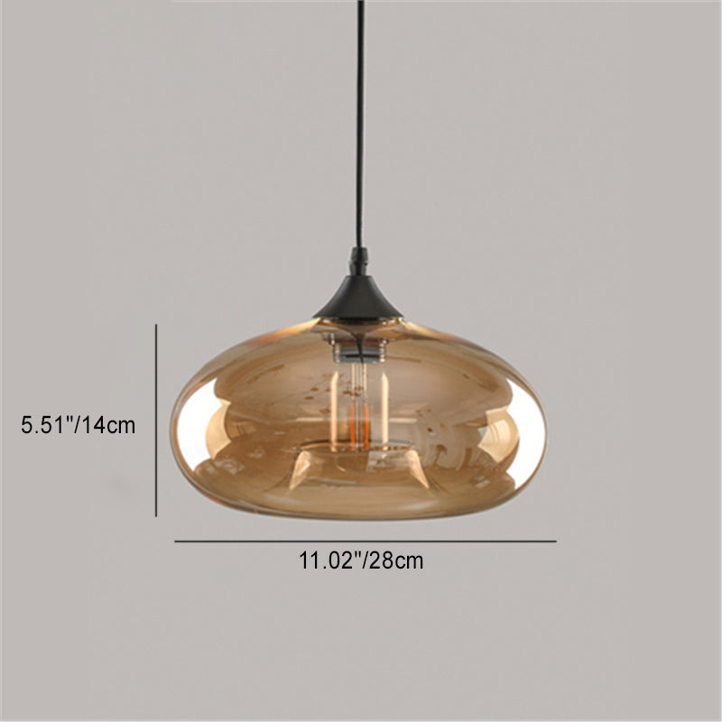 Contemporary Scandinavian Round Cylinder Glass Metal 1-Light Pendant Light For Living Room