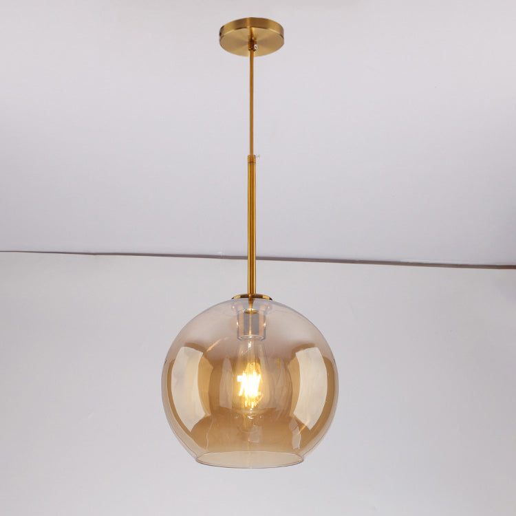 Contemporary Scandinavian Round Orb Glass Hardware 1-Light Pendant Light For Living Room