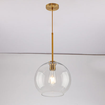 Contemporary Scandinavian Round Orb Glass Hardware 1-Light Pendant Light For Living Room