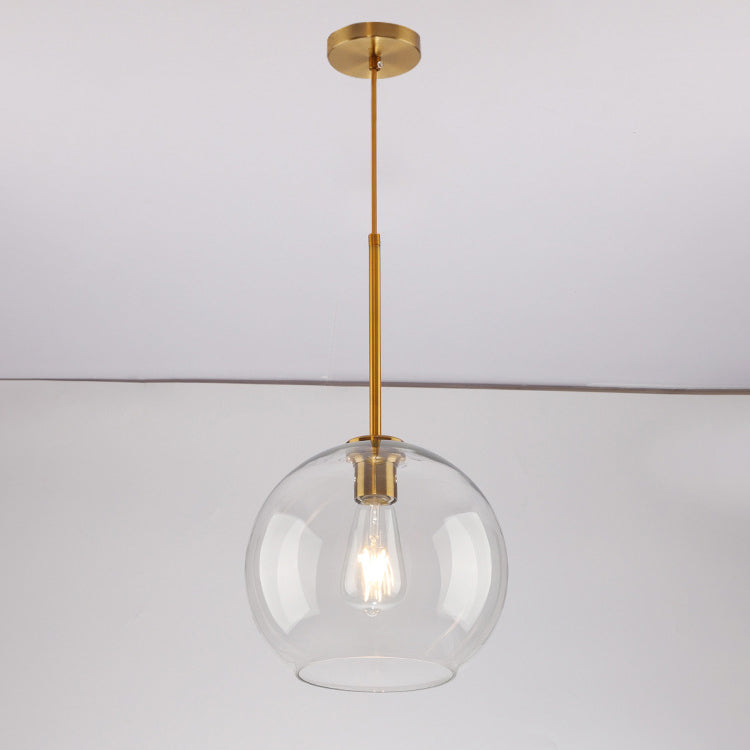 Contemporary Scandinavian Round Orb Glass Hardware 1-Light Pendant Light For Living Room