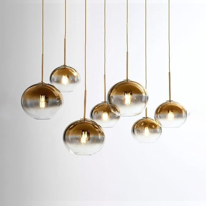 Contemporary Scandinavian Round Orb Glass Hardware 1-Light Pendant Light For Living Room