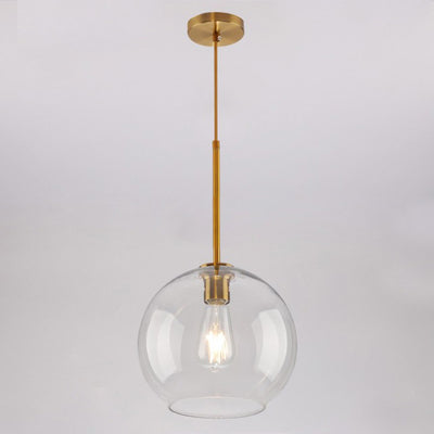 Contemporary Scandinavian Round Orb Glass Hardware 1-Light Pendant Light For Living Room