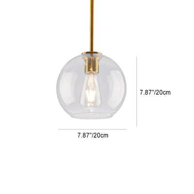 Contemporary Scandinavian Round Orb Glass Hardware 1-Light Pendant Light For Living Room