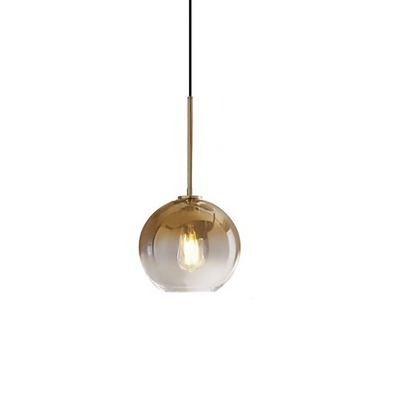 Contemporary Scandinavian Round Orb Glass Hardware 1-Light Pendant Light For Living Room