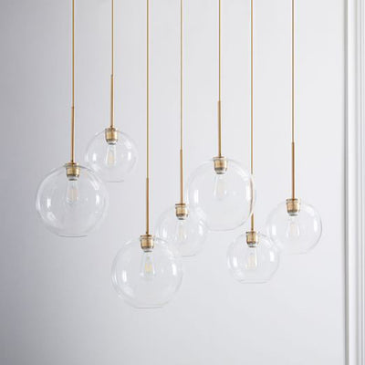 Contemporary Scandinavian Round Orb Glass Hardware 1-Light Pendant Light For Living Room