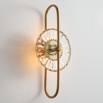 Contemporary Creative Round Branch Oval Crystal Iron 3-Light Wall Sconce Lamp For Living Room