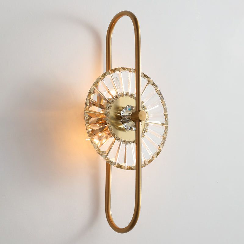 Contemporary Creative Round Branch Oval Crystal Iron 3-Light Wall Sconce Lamp For Living Room