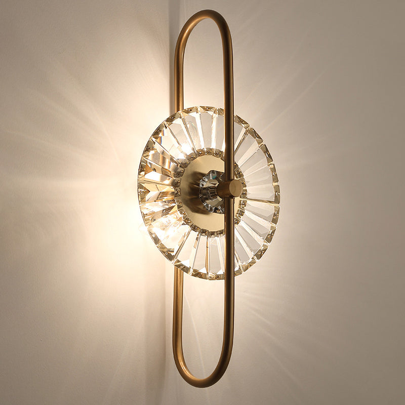 Contemporary Creative Round Branch Oval Crystal Iron 3-Light Wall Sconce Lamp For Living Room