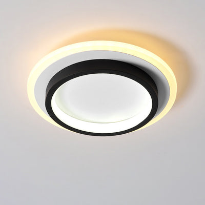 Modern Minimalist Square Round Stacking Acrylic Iron Aluminum LED Flush Mount Ceiling Light For Living Room