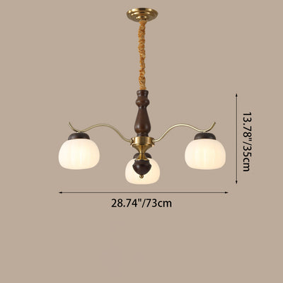 Traditional French Cotton Round Bent Branch PE Rubberwood Metal 3/6/8 Light Chandelier For Living Room