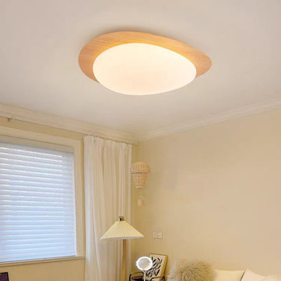 Contemporary Scandinavian Pebble Oval Acrylic Iron LED Flush Mount Ceiling Light For Bedroom