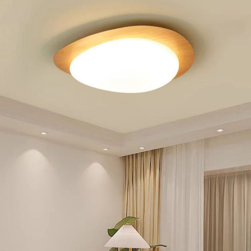 Contemporary Scandinavian Pebble Oval Acrylic Iron LED Flush Mount Ceiling Light For Bedroom