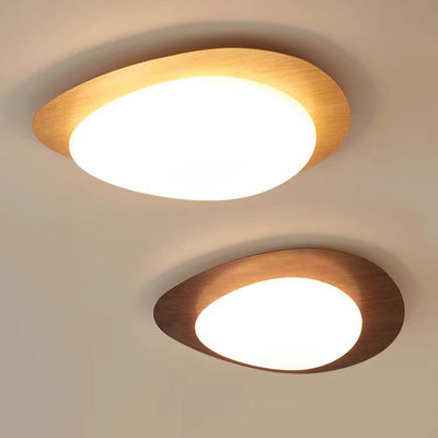 Contemporary Scandinavian Pebble Oval Acrylic Iron LED Flush Mount Ceiling Light For Bedroom