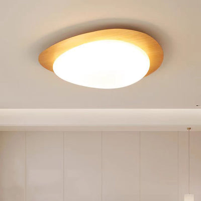 Contemporary Scandinavian Pebble Oval Acrylic Iron LED Flush Mount Ceiling Light For Bedroom