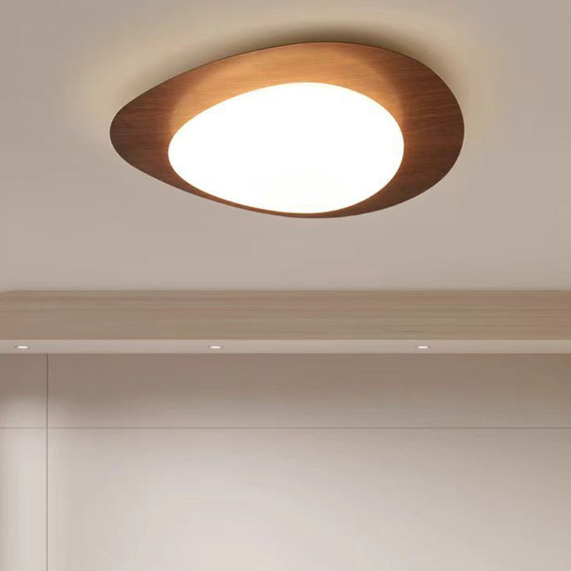 Contemporary Scandinavian Pebble Oval Acrylic Iron LED Flush Mount Ceiling Light For Bedroom