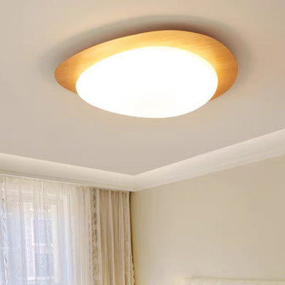 Contemporary Scandinavian Pebble Oval Acrylic Iron LED Flush Mount Ceiling Light For Bedroom