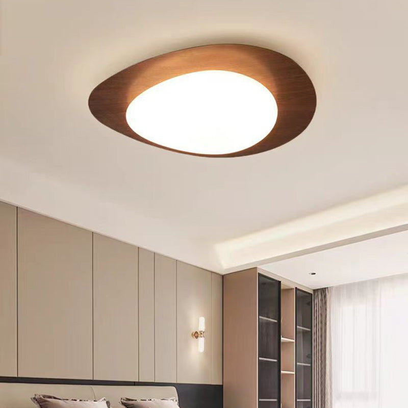 Contemporary Scandinavian Pebble Oval Acrylic Iron LED Flush Mount Ceiling Light For Bedroom