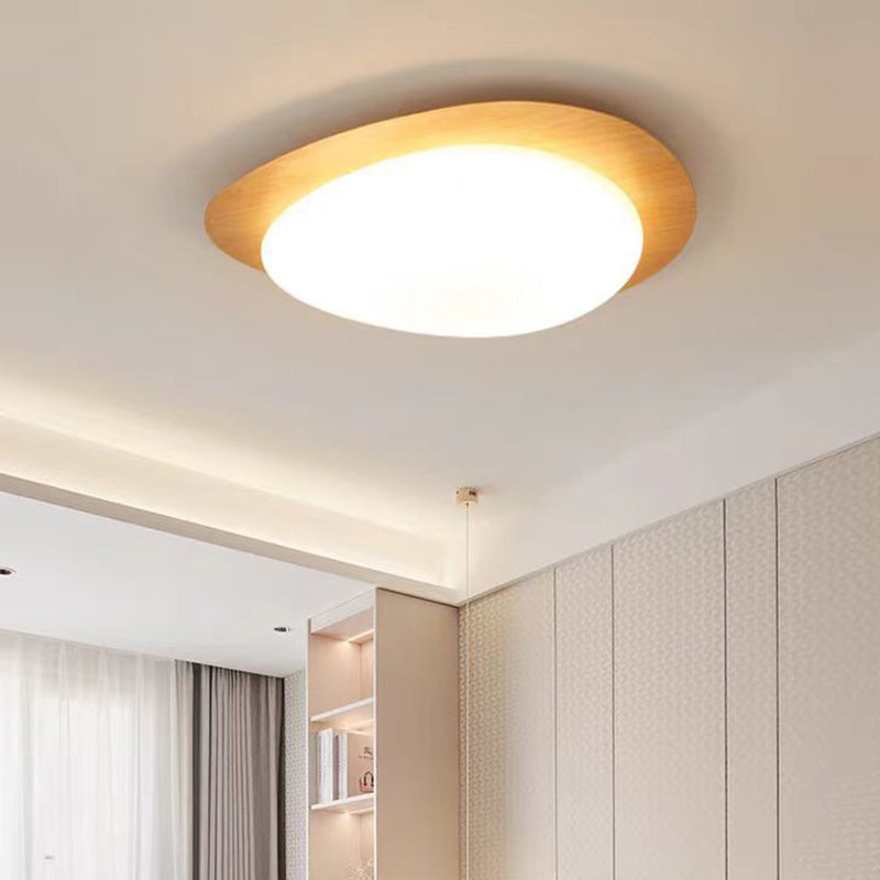 Contemporary Scandinavian Pebble Oval Acrylic Iron LED Flush Mount Ceiling Light For Bedroom