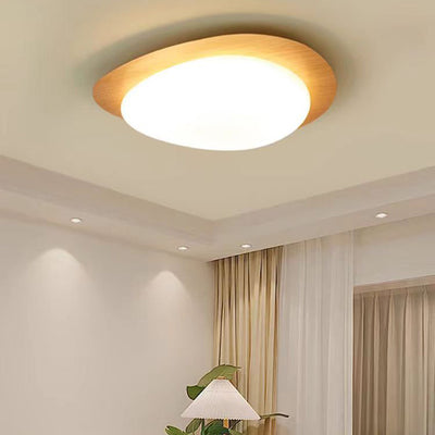 Contemporary Scandinavian Pebble Oval Acrylic Iron LED Flush Mount Ceiling Light For Bedroom