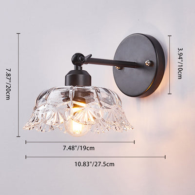 Contemporary Scandinavian Round Conical Cylinder Glass Iron 1-Light Wall Sconce Lamp For Living Room