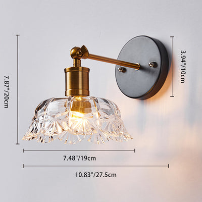 Contemporary Scandinavian Round Conical Cylinder Glass Iron 1-Light Wall Sconce Lamp For Living Room