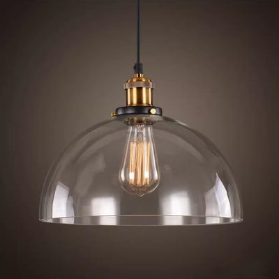 Modern Simplicity Bowl Half Round Glass Iron 1-Light Pendant Light For Living Room