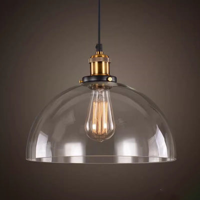 Modern Simplicity Bowl Half Round Glass Iron 1-Light Pendant Light For Living Room