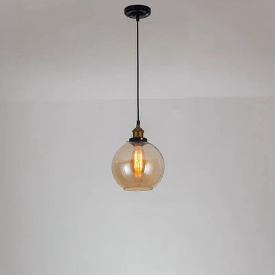 Modern Simplicity Bowl Half Round Glass Iron 1-Light Pendant Light For Living Room