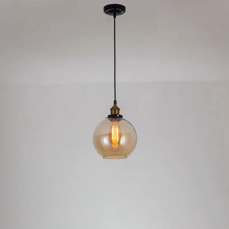 Modern Simplicity Bowl Half Round Glass Iron 1-Light Pendant Light For Living Room