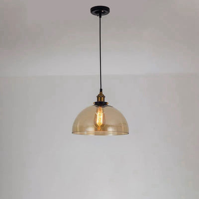 Modern Simplicity Bowl Half Round Glass Iron 1-Light Pendant Light For Living Room