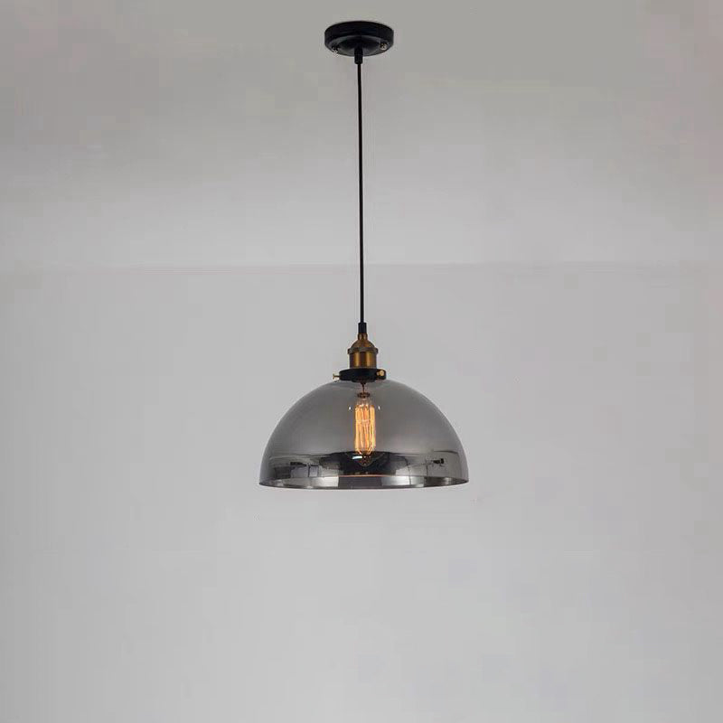 Modern Simplicity Bowl Half Round Glass Iron 1-Light Pendant Light For Living Room