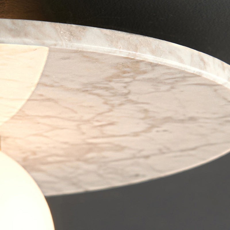 Contemporary Nordic Round Magic Bean Glass Marble Copper 1-Light Semi-Flush Mount Ceiling Light For Bedroom