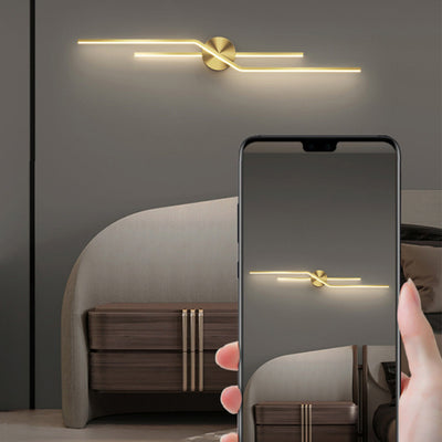 Modern Minimalist Round Line Long Brass LED Wall Sconce Lamp For Living Room