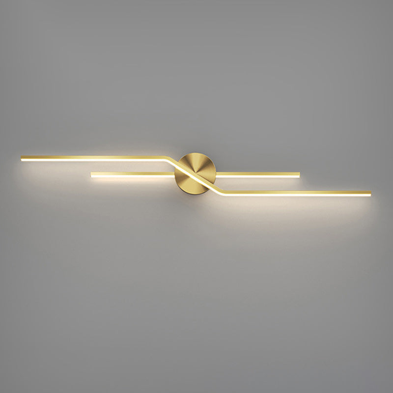 Modern Minimalist Round Line Long Brass LED Wall Sconce Lamp For Living Room