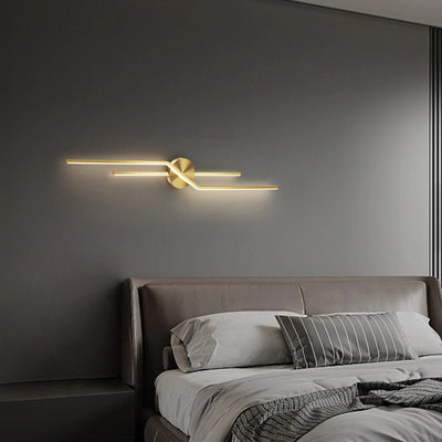 Modern Minimalist Round Line Long Brass LED Wall Sconce Lamp For Living Room