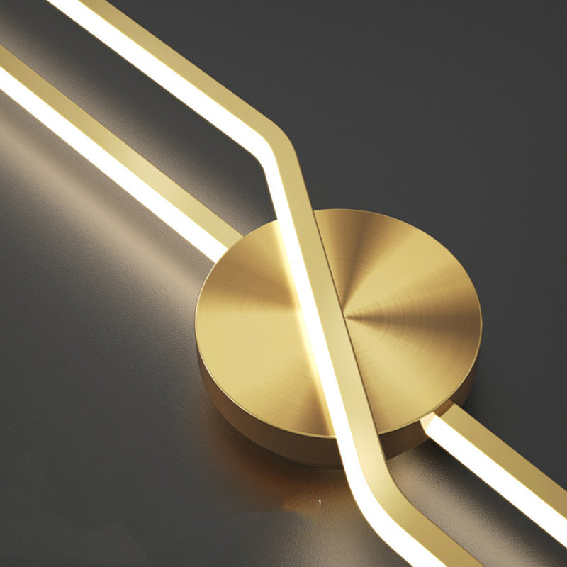 Modern Minimalist Round Line Long Brass LED Wall Sconce Lamp For Living Room