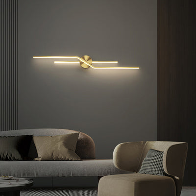 Modern Minimalist Round Line Long Brass LED Wall Sconce Lamp For Living Room