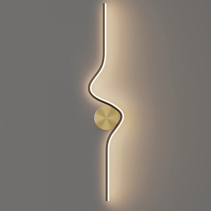 Modern Simplicity Round Line Bend Silicone Brass LED Wall Sconce Lamp For Bedroom